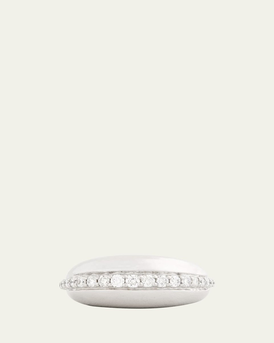 18K White Gold Domed Ring with Diamonds